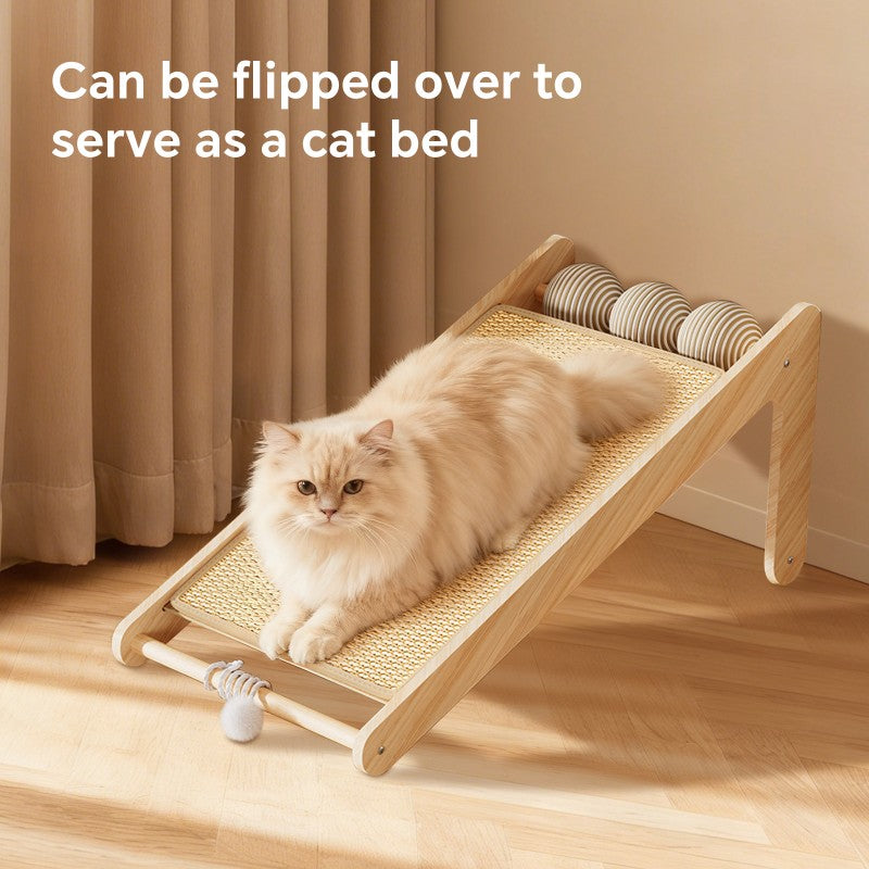 Large Vertical Sisal Cat Scratcher Wall with Teaser Balls