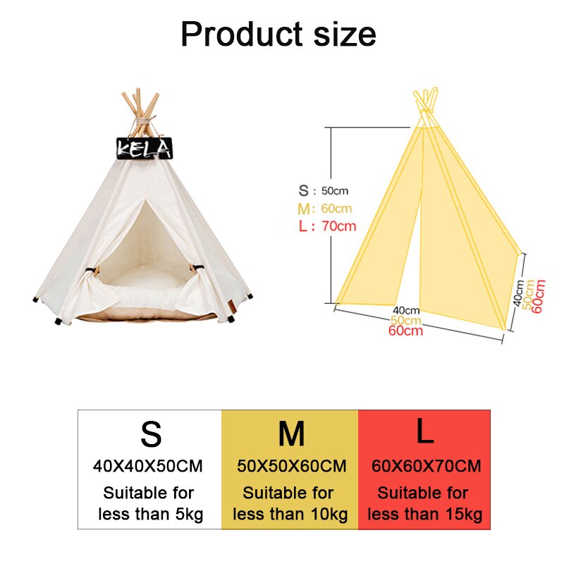 Pet Tent House Cat & Dog Bed – Portable Teepee with Thick Cushion | 6 Colors