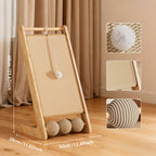 Large Vertical Sisal Cat Scratcher Wall with Teaser Balls